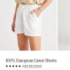 Quince Linen White Shorts size M